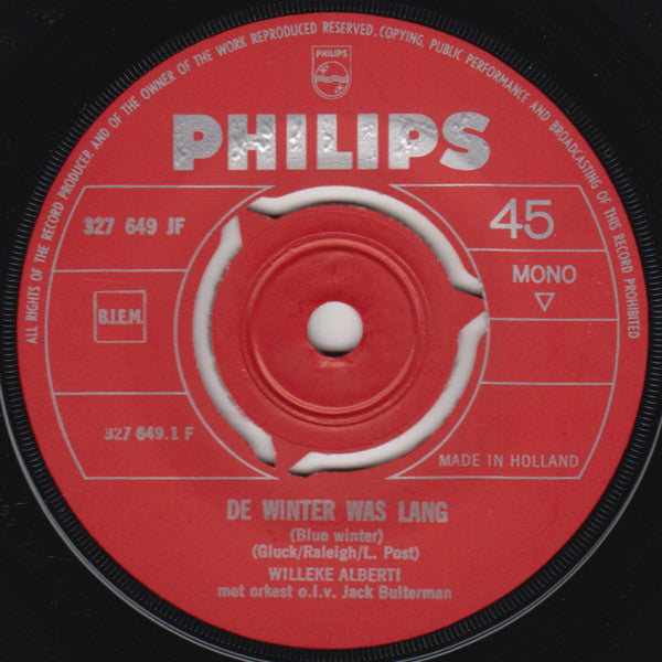 Willeke Alberti : De Winter Was Lang (Blue Winter) / Auf Wiederseh'n, Mein Liebling (7", Single, Mono, Pur)
