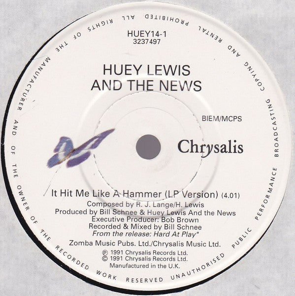 Huey Lewis And The News* : It Hit Me Like A Hammer (7", Single)