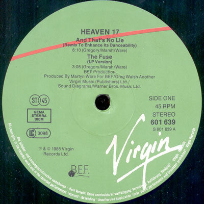 Heaven 17 : ..(And That's No Lie) (12", Single, 1/5)