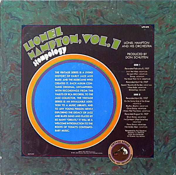 Lionel Hampton : Vol. 1 Stompology (LP, Album, Comp, Mono, Gat)