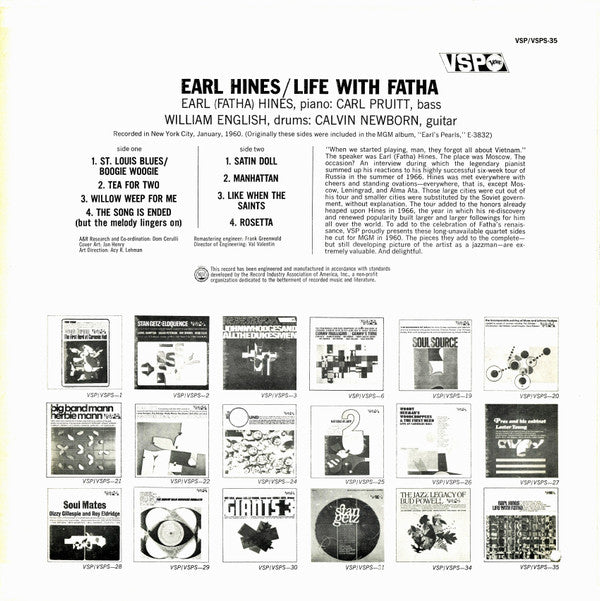 Earl Hines : Life With Fatha (LP, Album, Mono, RE, RM)