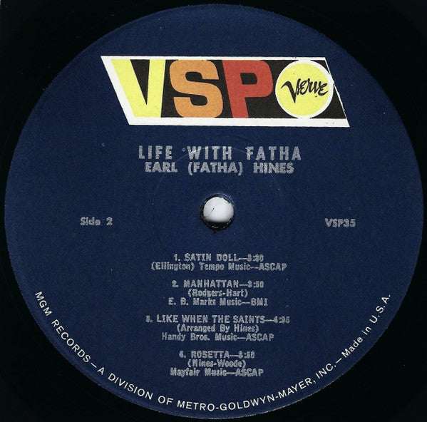 Earl Hines : Life With Fatha (LP, Album, Mono, RE, RM)