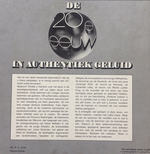 Various : De 20e Eeuw In Authentiek Geluid (4xLP, Mono + Box)