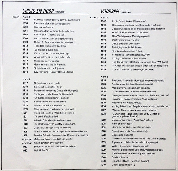 Various : De 20e Eeuw In Authentiek Geluid (4xLP, Mono + Box)