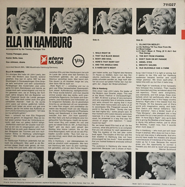 Ella Fitzgerald : Ella In Hamburg (LP, Album, RE)