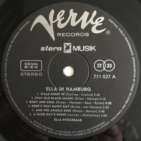 Ella Fitzgerald : Ella In Hamburg (LP, Album, RE)