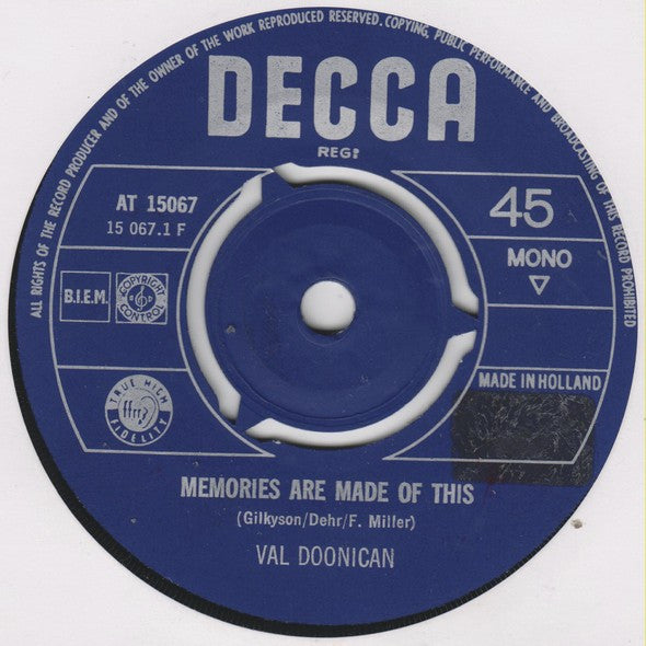 Val Doonican : Memories Are Made Of This (7", Single, Mono)