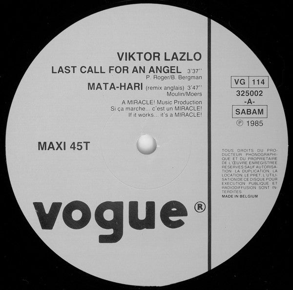 Viktor Lazlo : Last Call For An Angel (12", Maxi)