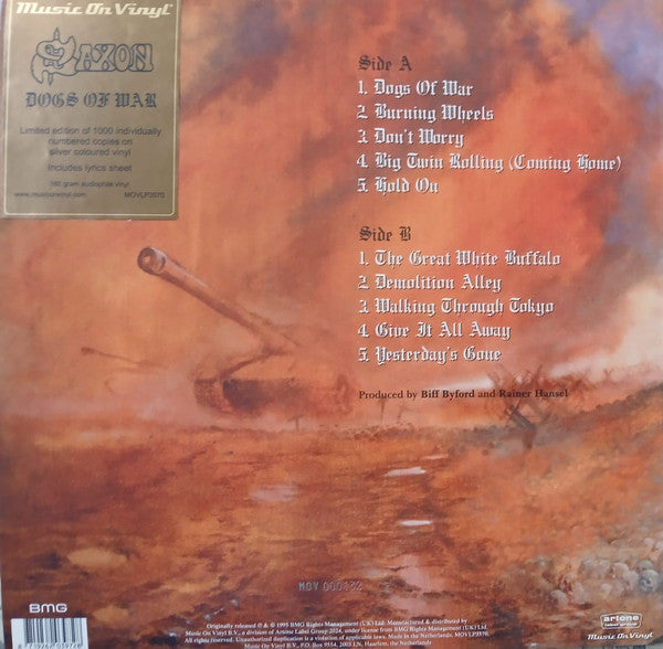 Saxon : Dogs Of War (LP, Album, Ltd, Num, RE, Sil)