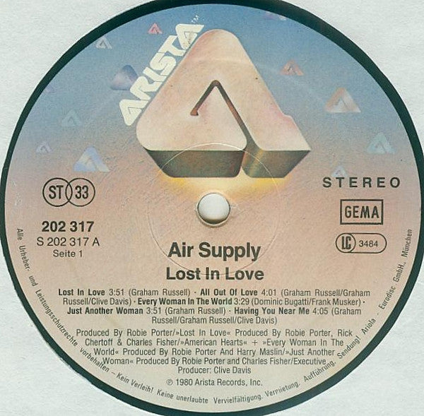 Air Supply : Lost In Love (LP, Album)