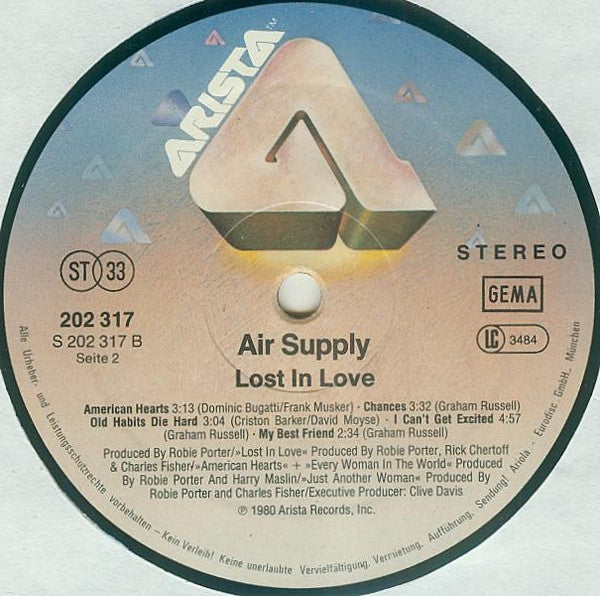 Air Supply : Lost In Love (LP, Album)