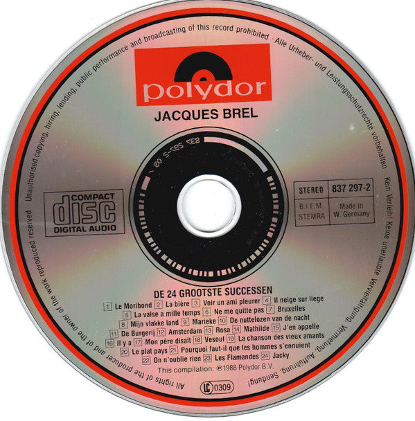 Jacques Brel : De 24 Grootste Successen (CD, Comp, RP)
