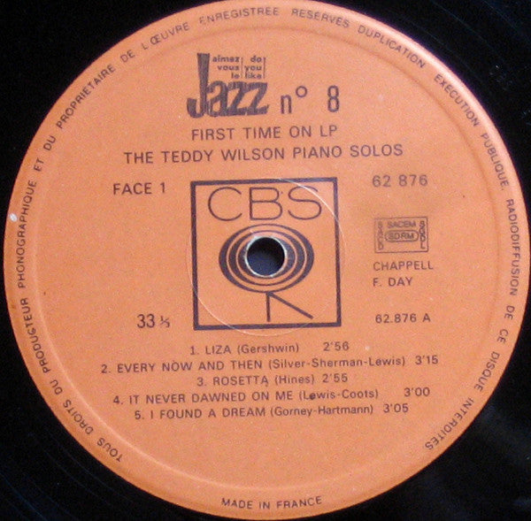 Teddy Wilson : The Teddy Wilson Piano Solos (LP, Album, Comp)
