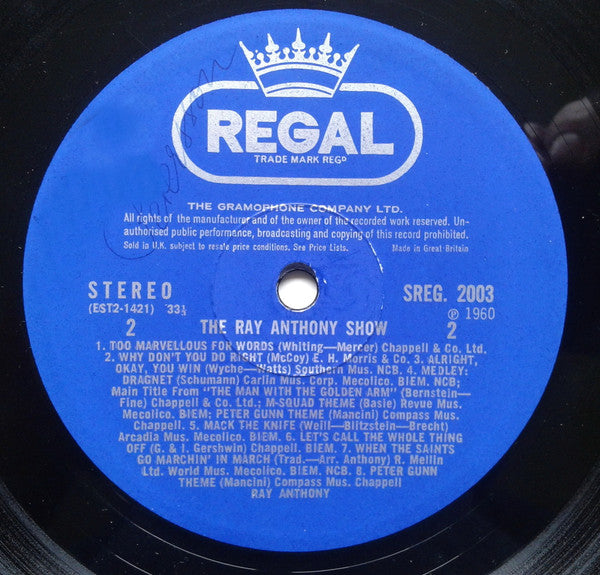 Ray Anthony & His Orchestra : Recorded Live In Las Vegas (LP, Album)