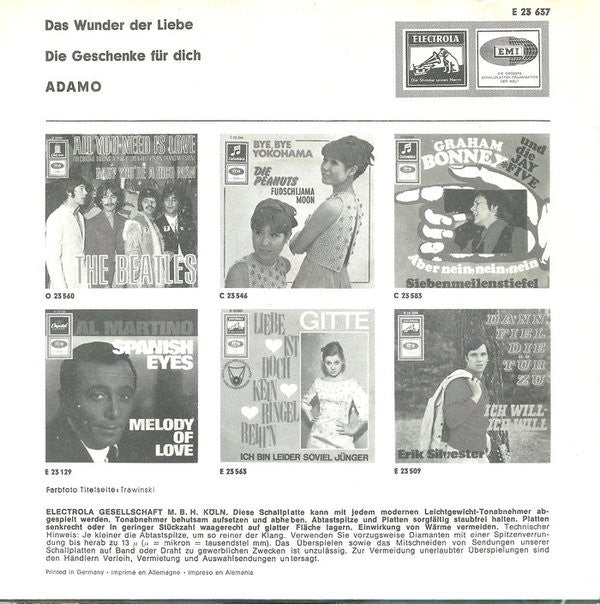 Adamo : Das Wunder Der Liebe / Die Geschenke Für Dich (7", Single)