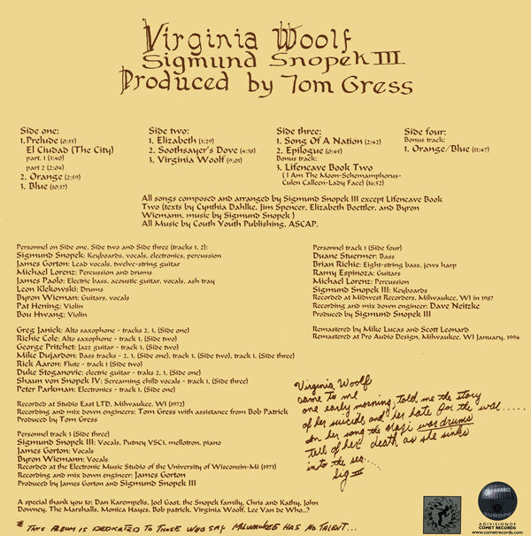 Sigmund Snopek III : Virginia Woolf (2xLP, Album, RE, 180)
