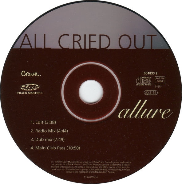 Allure (3) : All Cried Out (CD, Maxi)