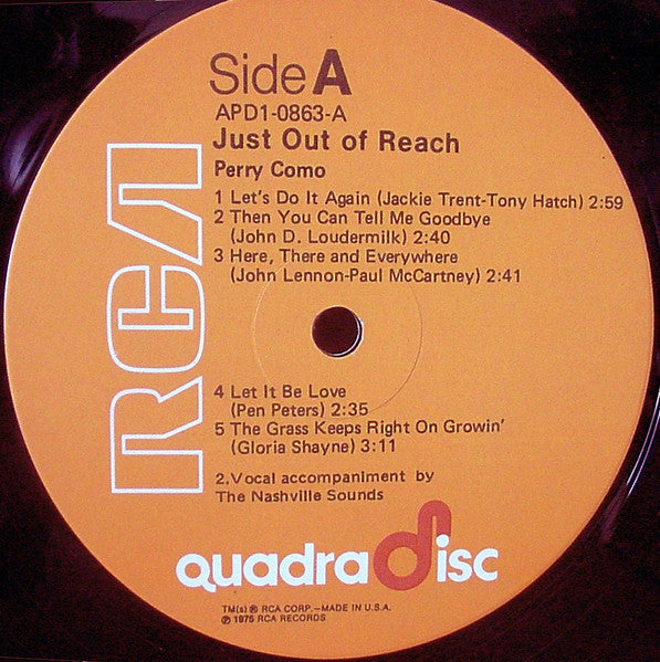 Perry Como : Just Out Of Reach (LP, Album, Quad)