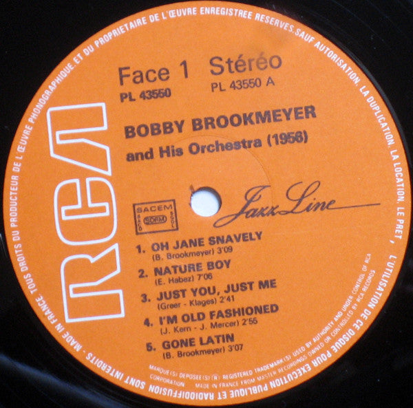 Bobby Brookmeyer And His Orchestra* : Bobby Brookmeyer And His Orchestra (1956) (LP, Album, RE)