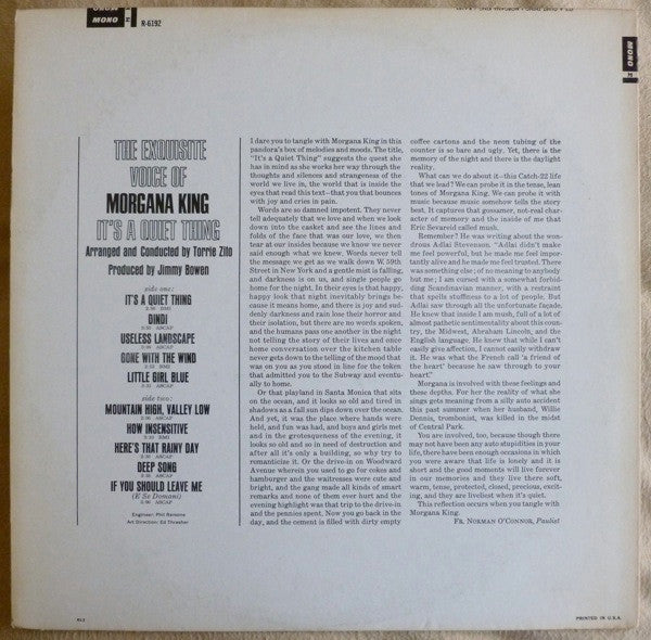 Morgana King : It's A Quiet Thing (LP, Album, Mono)