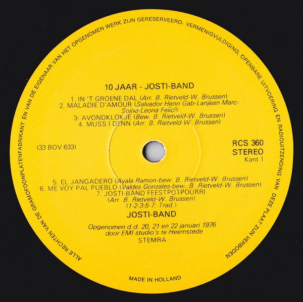 Josti-Band : 10 Jaar Jostiband (LP, Gat)