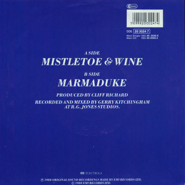 Cliff Richard : Mistletoe & Wine (7", Single)