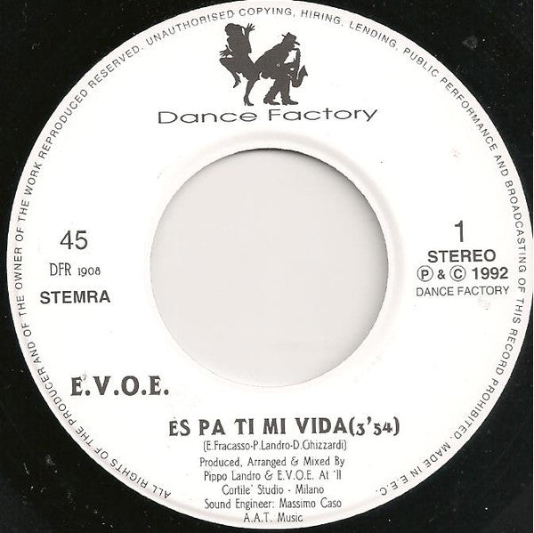 E.V.O.E. : Es Pa Ti Mi Vida (7", Single)