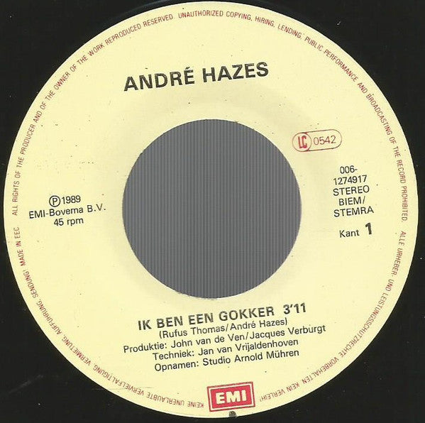 André Hazes : Ik Ben Een Gokker (7", Single)