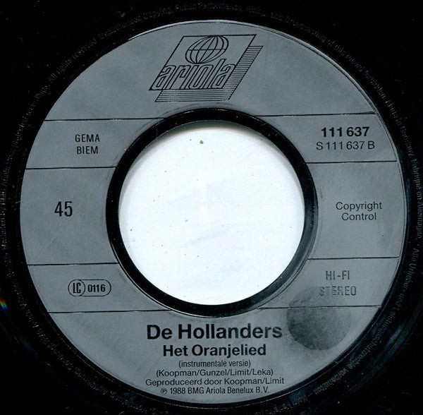 De Hollanders : Het Oranje Lied (7", Single)
