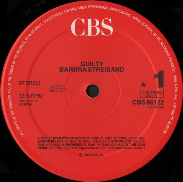 Barbra Streisand : Guilty (LP, Album, RE, Gat)