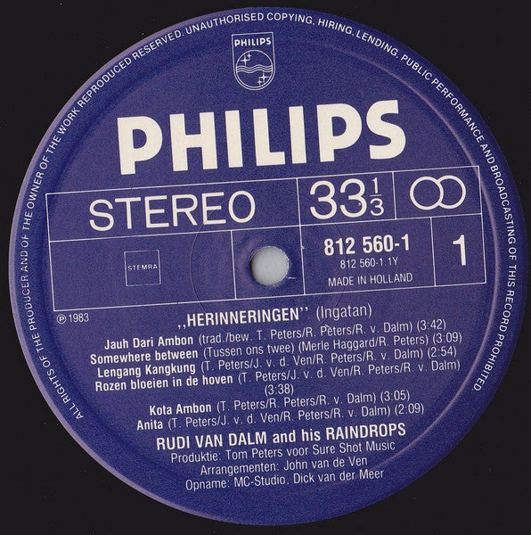 Rudi van Dalm And His Raindrops : Herinneringen (Ingatan) (LP)