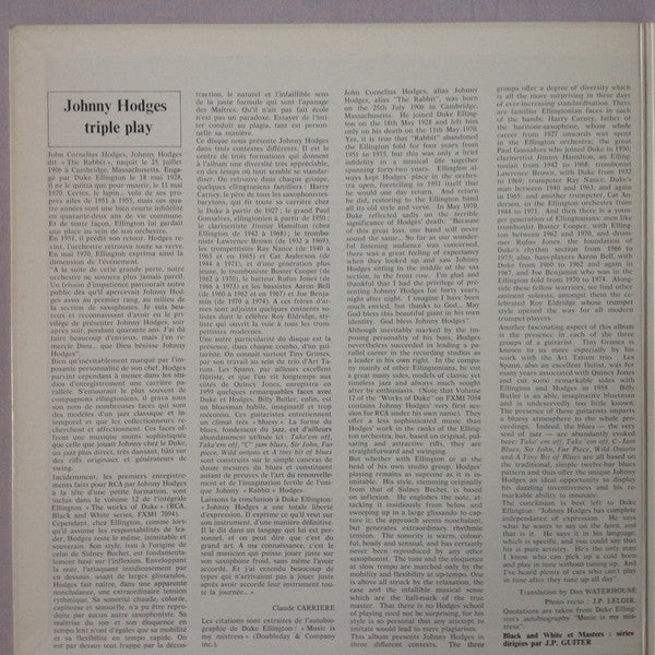 Johnny Hodges : Triple Play (LP, Album, RE, Gat)