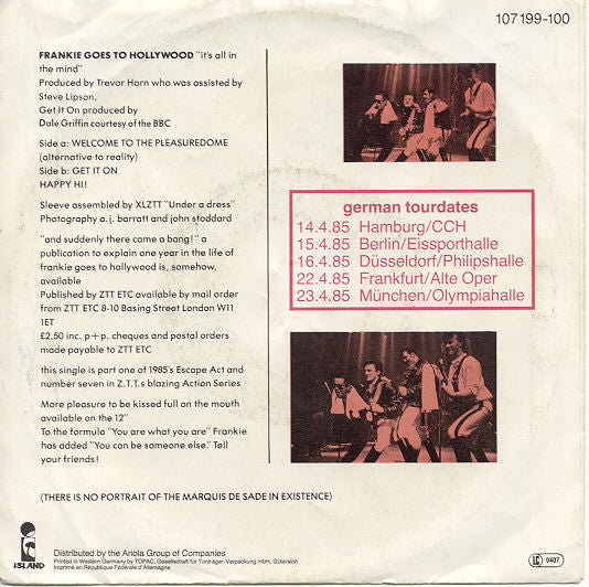 Frankie Goes To Hollywood : Welcome To The Pleasuredome (7", EP)