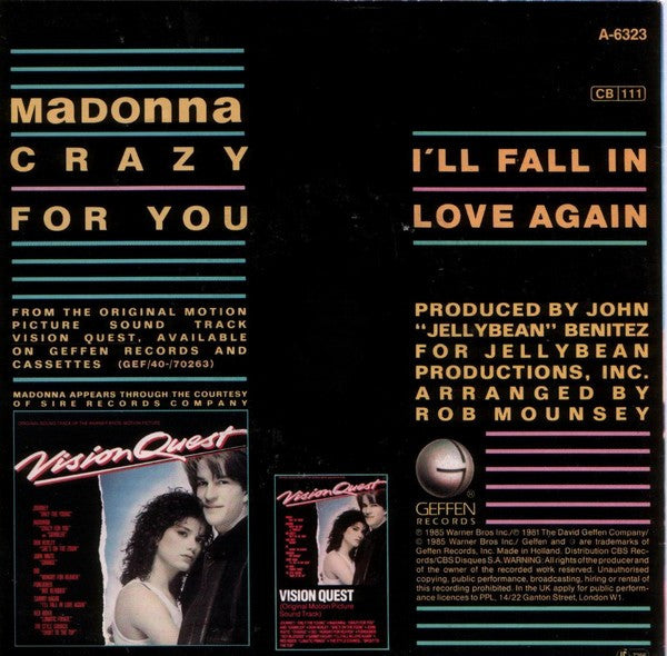 Madonna / Sammy Hagar : Crazy For You / I'll Fall In Love Again (7", Single)