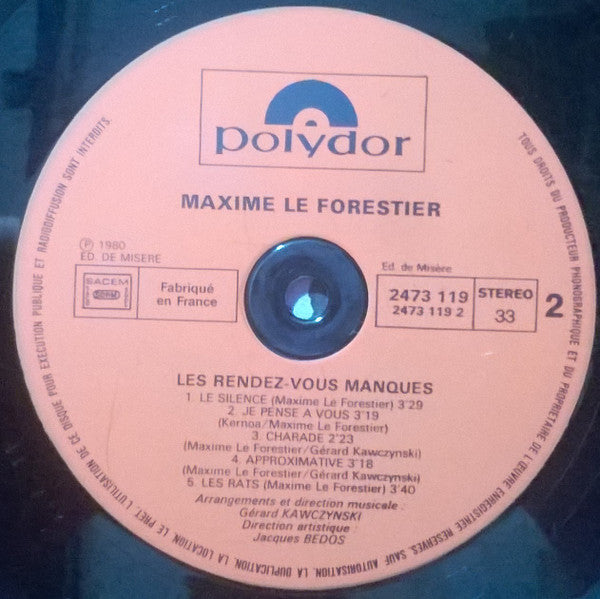 Maxime Le Forestier : Les Rendez-vous Manqués (LP, Album)