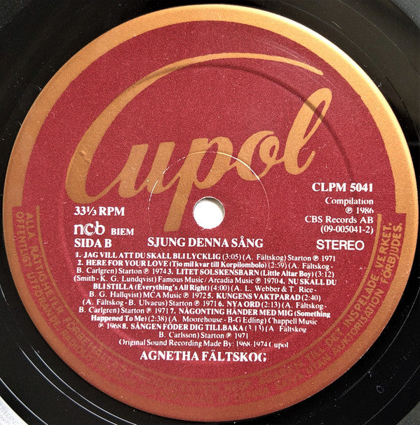 Agnetha Fältskog : Sjung Denna Sång (LP, Comp)