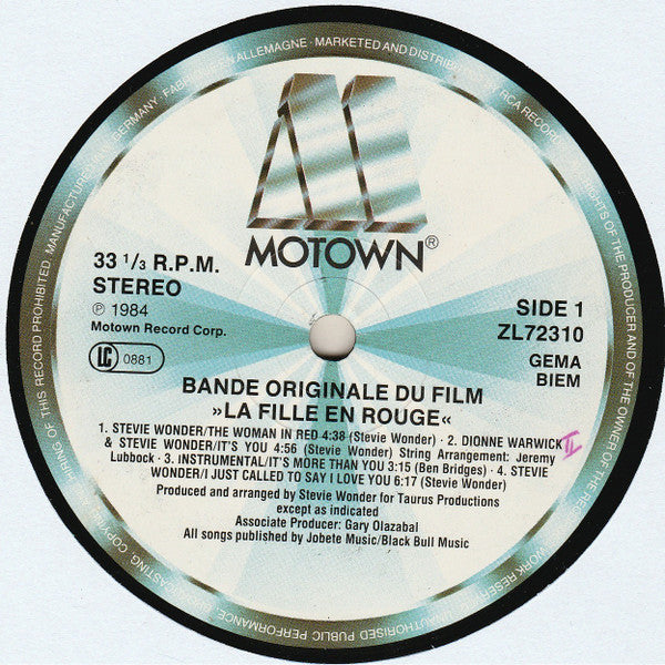 Stevie Wonder : La Fille En Rouge (Bande Originale Du Film) (LP, Album, Gat)