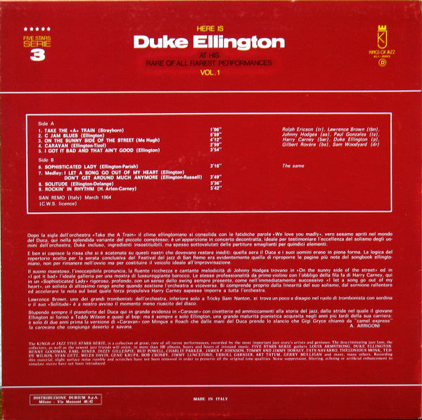 Duke Ellington : Here Is Duke Ellington At His Rare Of All Rarest Performances Vol. 1 (LP, Album, Mono)