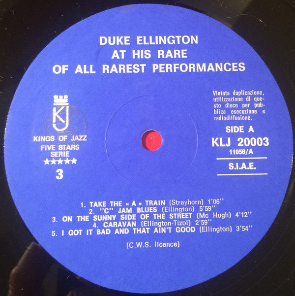 Duke Ellington : Here Is Duke Ellington At His Rare Of All Rarest Performances Vol. 1 (LP, Album, Mono)