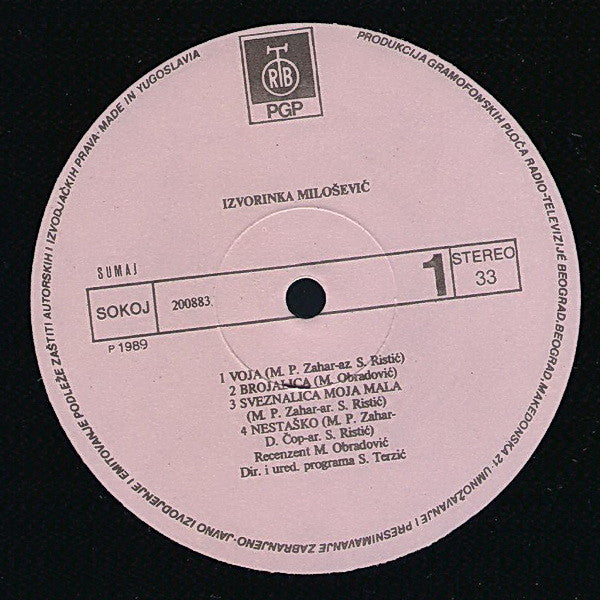 Izvorinka Milošević : Voja (LP, Album)