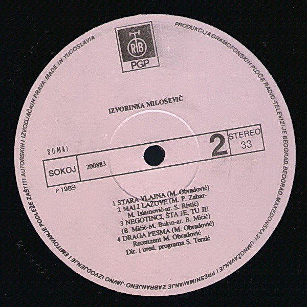 Izvorinka Milošević : Voja (LP, Album)