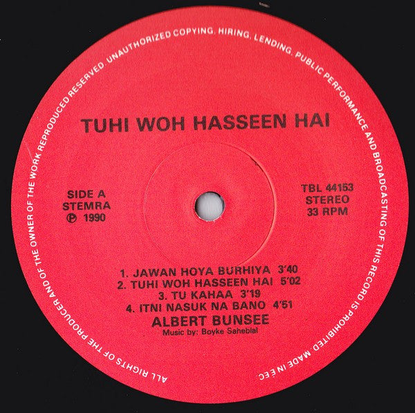 Albert Bunsee : Tuhi Woh Hasseen Hai (LP)