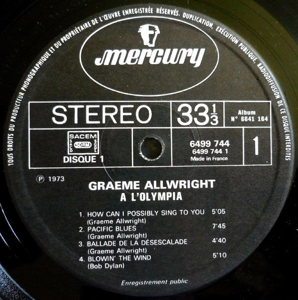 Graeme Allwright : A L'Olympia (2xLP, Album, Gat)