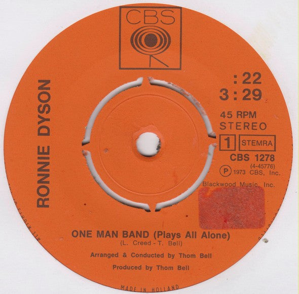 Ronnie Dyson : One Man Band (Plays All Alone) (7", Single)