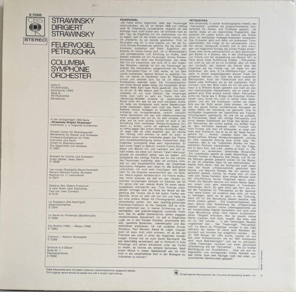 Igor Stravinsky, Columbia Symphony Orchestra : Feuervogel / Petruschka (LP)