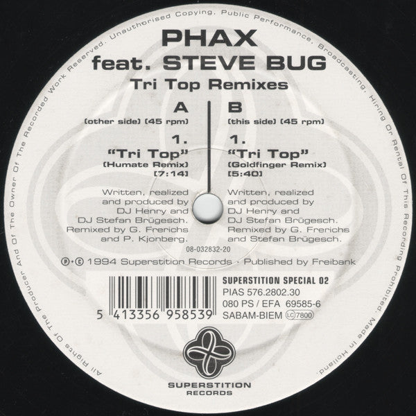 Phax Feat. Steve Bug : Tri Top Remixes (12")