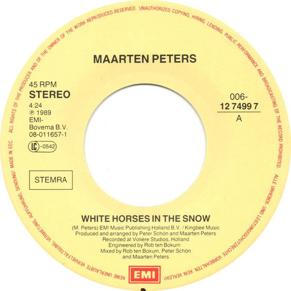 Maarten Peters : White Horses In The Snow (7", Single)