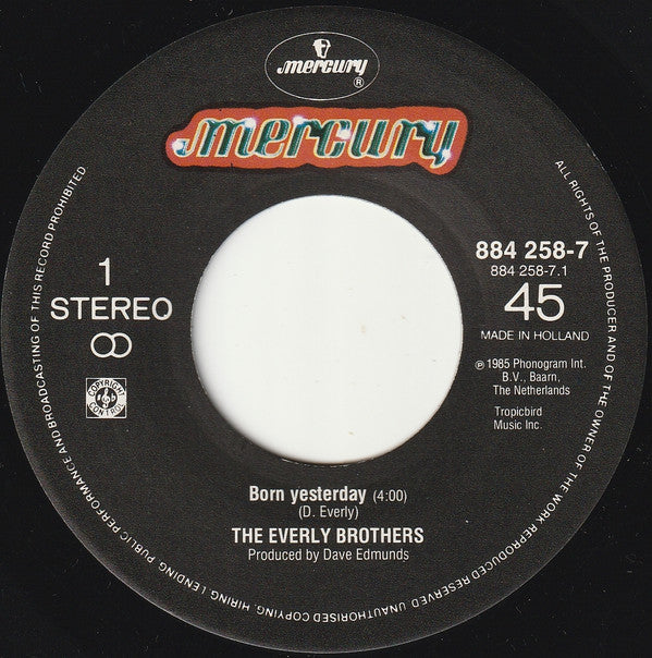 Everly Brothers : Born Yesterday (7", Single)