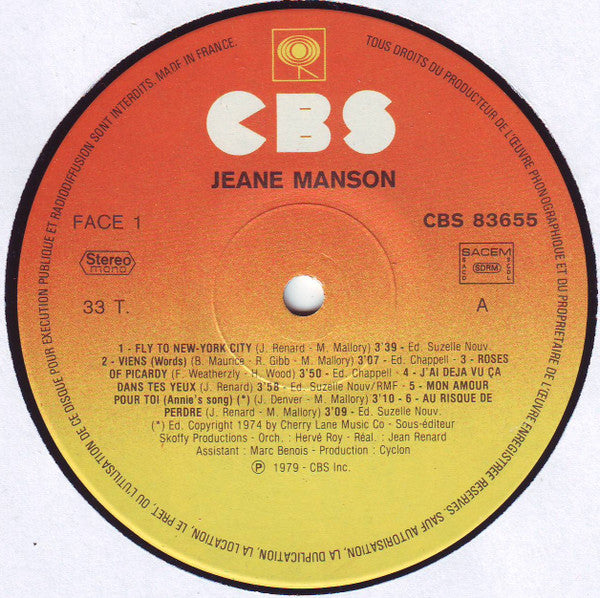 Jeane Manson : Fly To New York City (LP, Album)