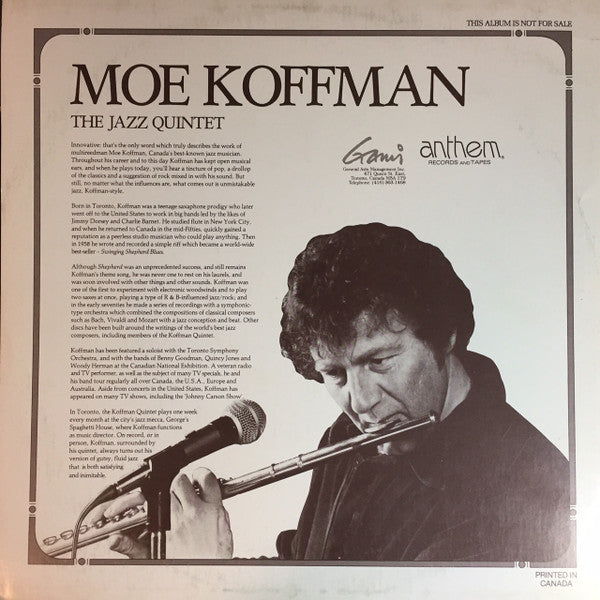 Moe Koffman Quintet : Oakville Place Presents Moe Koffman Jazz Quintet [Moe Koffman Sampler]  (LP, Comp, Promo, Smplr, Whi)